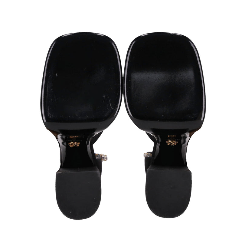 Versace Medusa Charm Satin Platform Sandals. Size 38