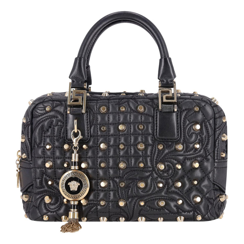 Versace Nappa Leather Barocco Quilted Studded Vanitas Demetra Bag