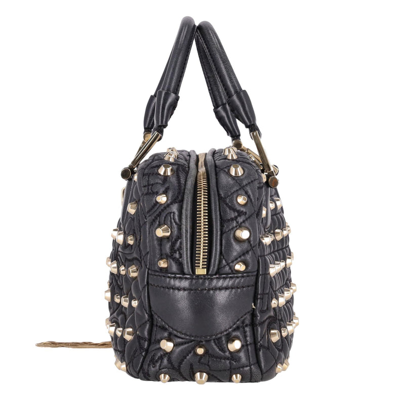 Versace Nappa Leather Barocco Quilted Studded Vanitas Demetra Bag
