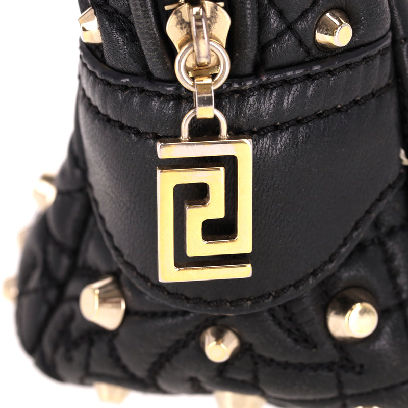 Versace Nappa Leather Barocco Quilted Studded Vanitas Demetra Bag