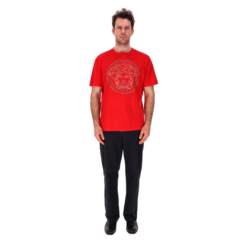 Versace Crystal Medusa Embellished Cotton T-Shirt. Size 3XL