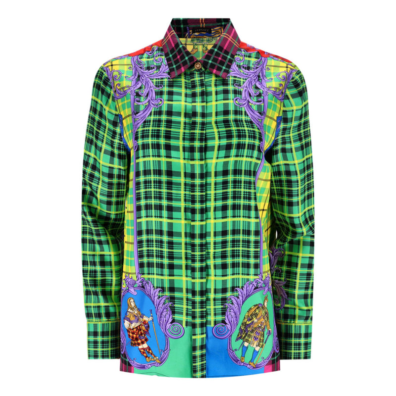 Versace Tartan Check 'The Clans' Silk Shirt. Size 42IT