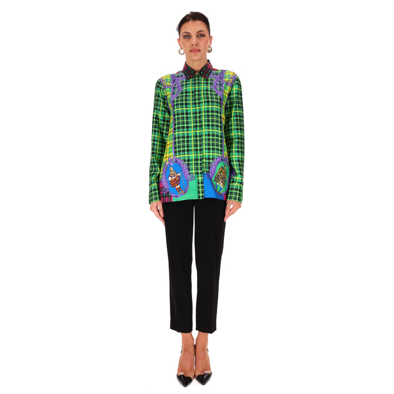 Versace Tartan Check 'The Clans' Silk Shirt. Size 42IT