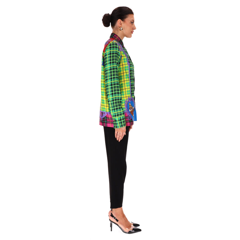 Versace Tartan Check 'The Clans' Silk Shirt. Size 42IT