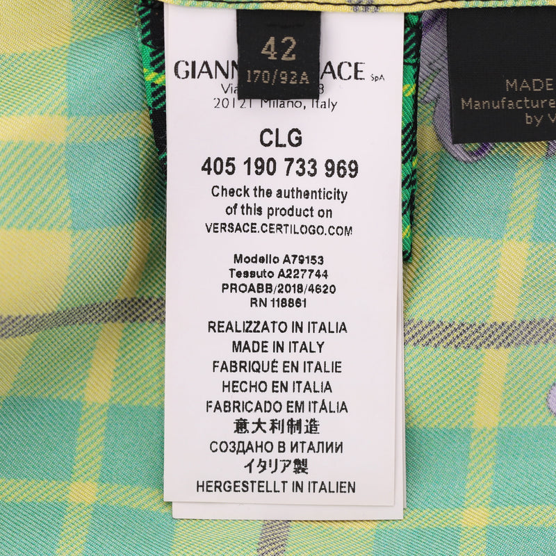 Versace Tartan Check 'The Clans' Silk Shirt. Size 42IT
