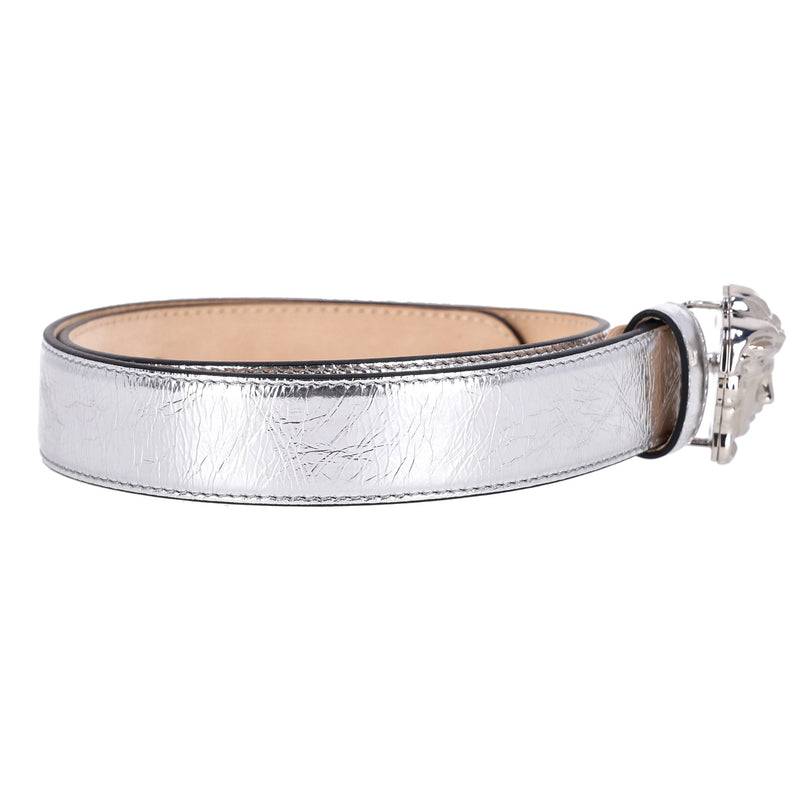 Versace 'La Medusa' Metallic Leather Belt