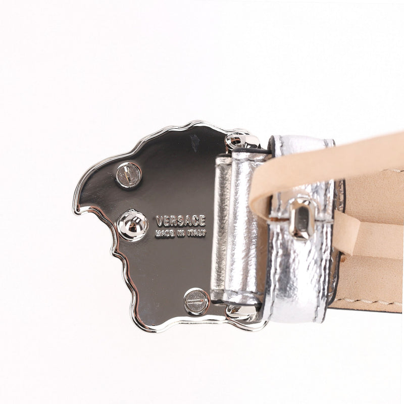 Versace 'La Medusa' Metallic Leather Belt