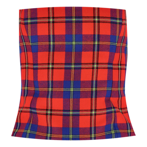 Versace Tartan Check Bandeau Corset Wool Top. Size 40IT