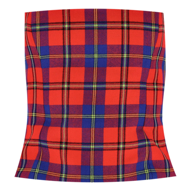 Versace Tartan Check Bandeau Corset Wool Top. Size 40IT