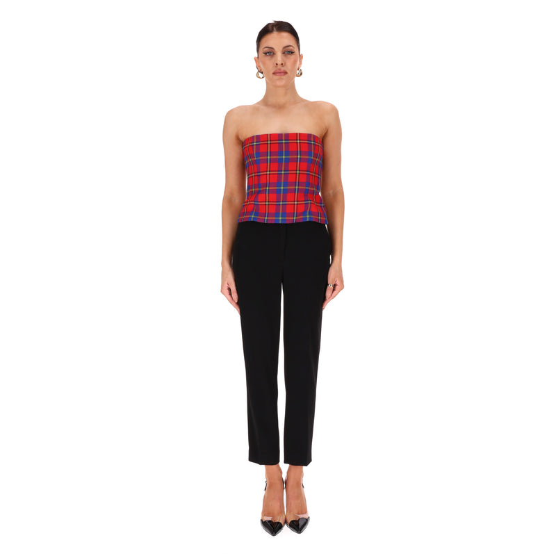 Versace Tartan Check Bandeau Corset Wool Top. Size 40IT