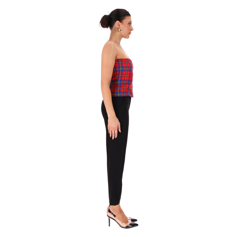 Versace Tartan Check Bandeau Corset Wool Top. Size 40IT