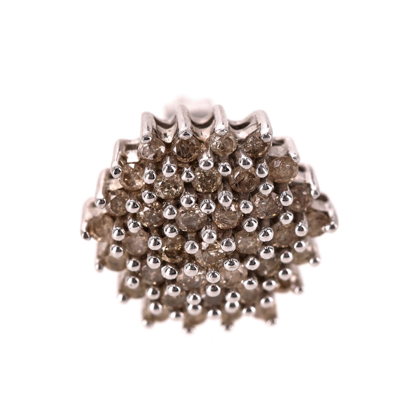 White Gold & Chocolate Diamond Cluster Earrings