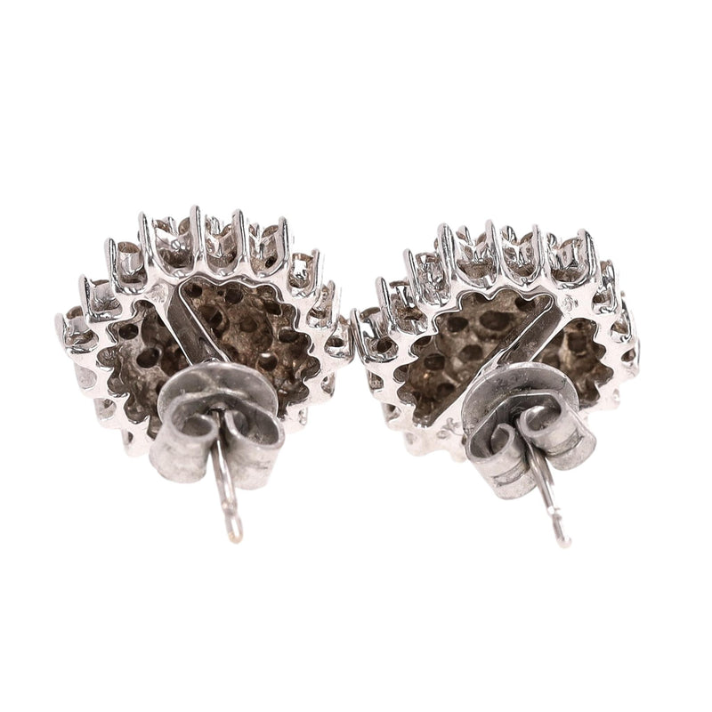 White Gold & Chocolate Diamond Cluster Earrings