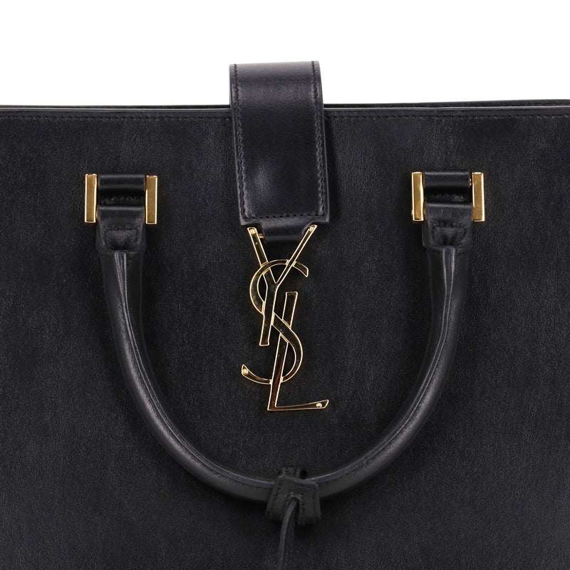 Saint Laurent Calfskin Leather 'YSL' Logo Small Cabas Tote Bag