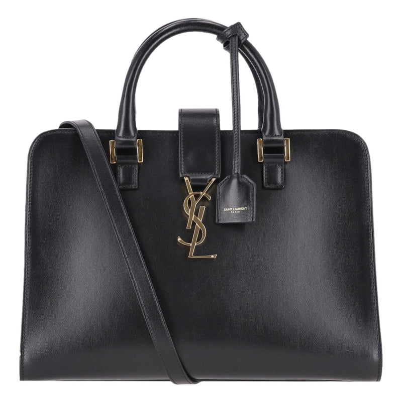 Saint Laurent Calfskin Leather 'YSL' Logo Small Cabas Tote Bag