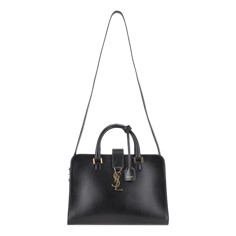 Saint Laurent Calfskin Leather 'YSL' Logo Small Cabas Tote Bag