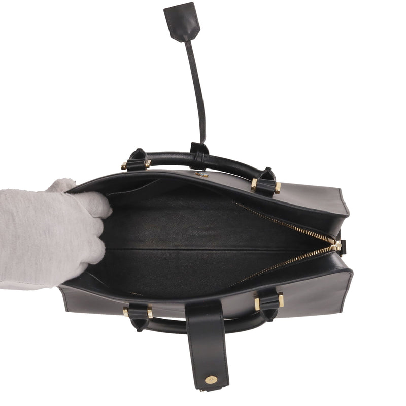 Saint Laurent Calfskin Leather 'YSL' Logo Small Cabas Tote Bag
