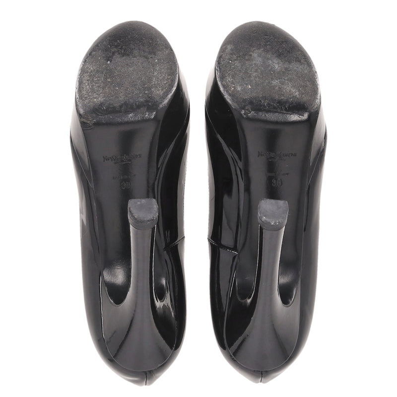 Saint Laurent Tribtoo Patent Leather Platform Pumps. Size 38