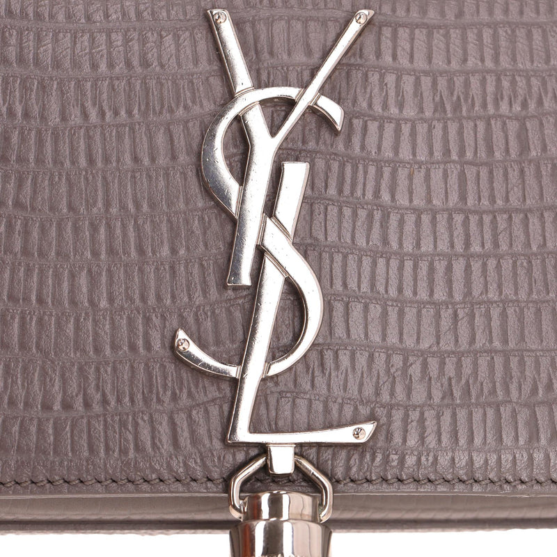 Saint Laurent Croc Embossed Leather Kate Tassel Shoulder Bag