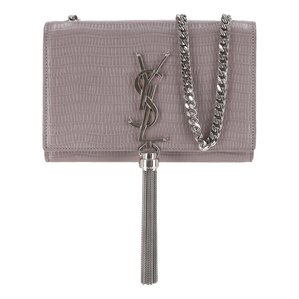 Saint Laurent Croc Embossed Leather Kate Tassel Shoulder Bag