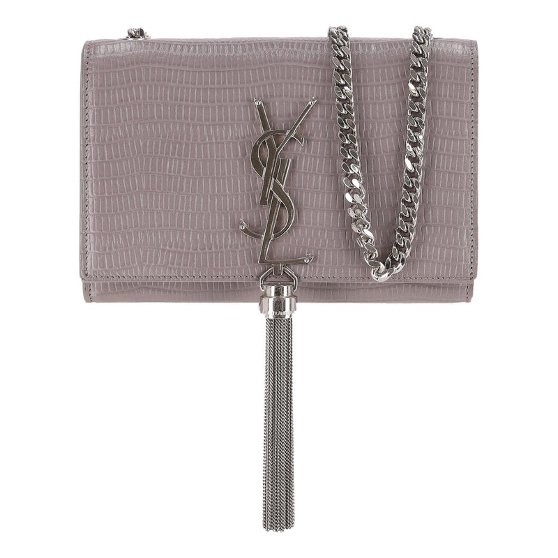 Saint Laurent Croc Embossed Leather Kate Tassel Shoulder Bag
