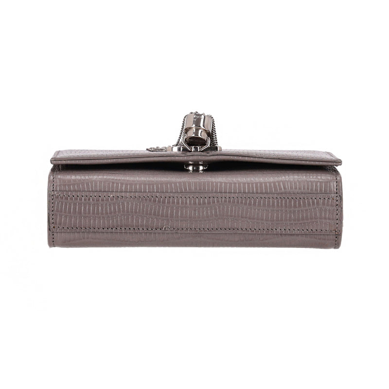 Saint Laurent Croc Embossed Leather Kate Tassel Shoulder Bag