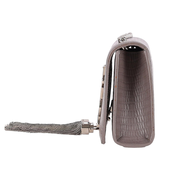 Saint Laurent Croc Embossed Leather Kate Tassel Shoulder Bag