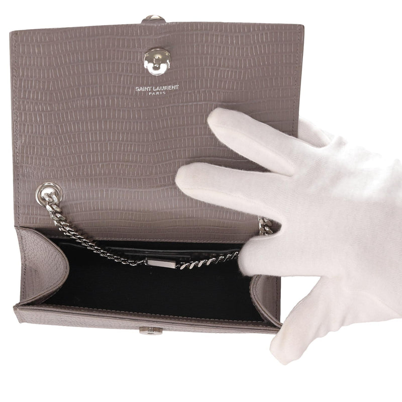 Saint Laurent Croc Embossed Leather Kate Tassel Shoulder Bag