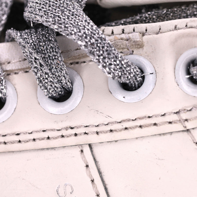 Saint Laurent Glitter Detailed Leather Sneakers. Size 36