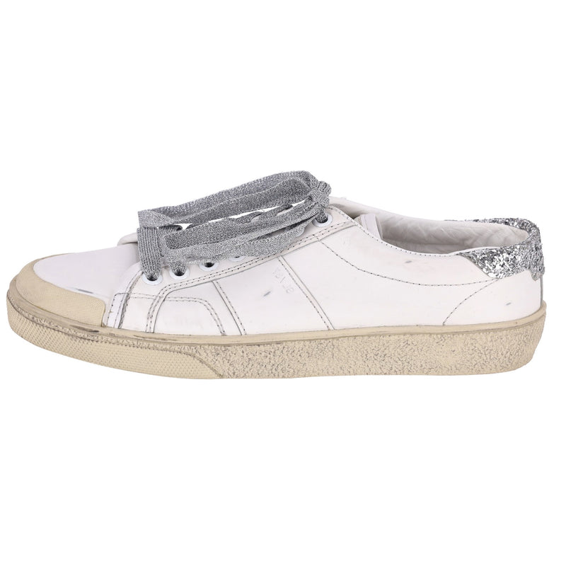 Saint Laurent Glitter Detailed Leather Sneakers. Size 36