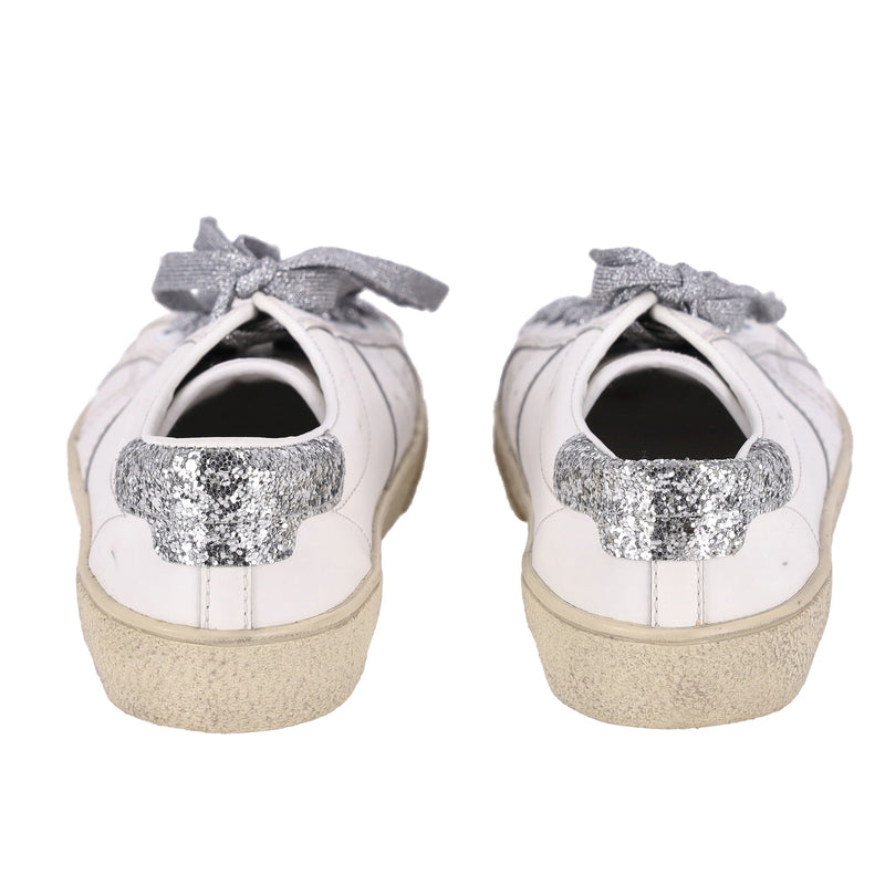 Saint Laurent Glitter Detailed Leather Sneakers. Size 36