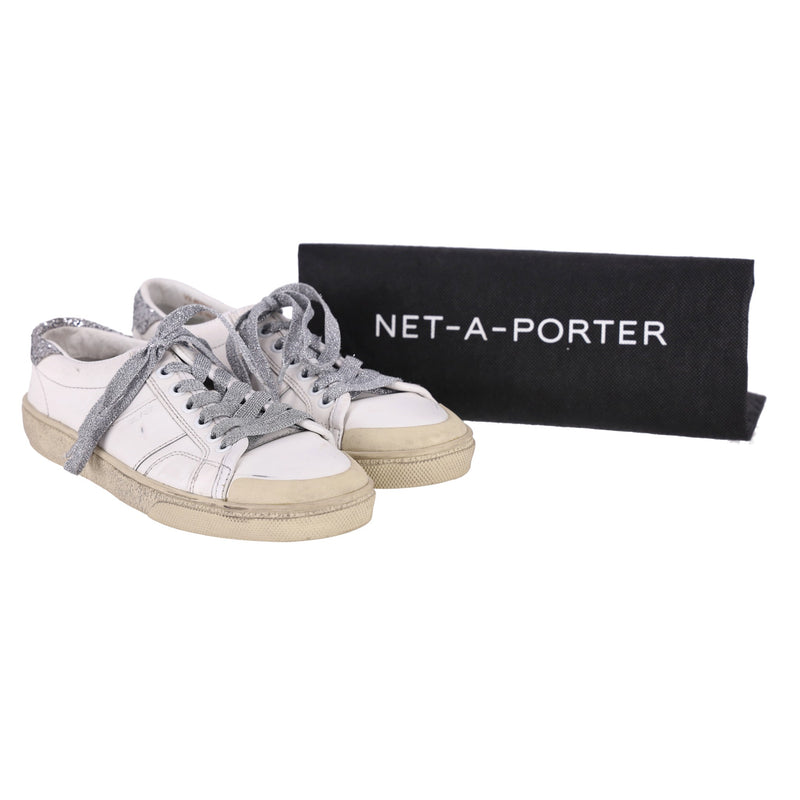 Saint Laurent Glitter Detailed Leather Sneakers. Size 36