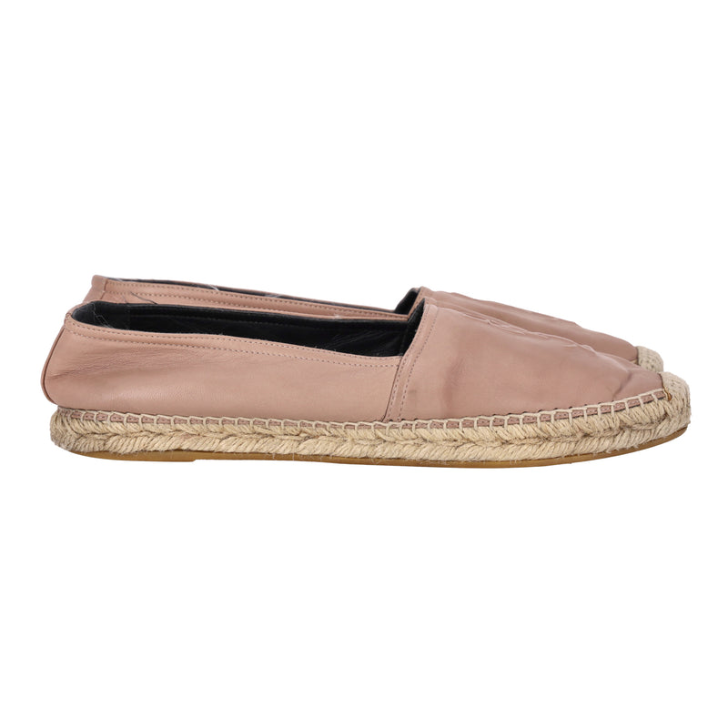 Saint Laurent Logo Leather Espadrille Flats. Size 39