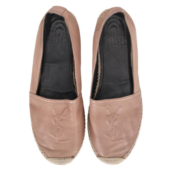 Saint Laurent Logo Leather Espadrille Flats. Size 39