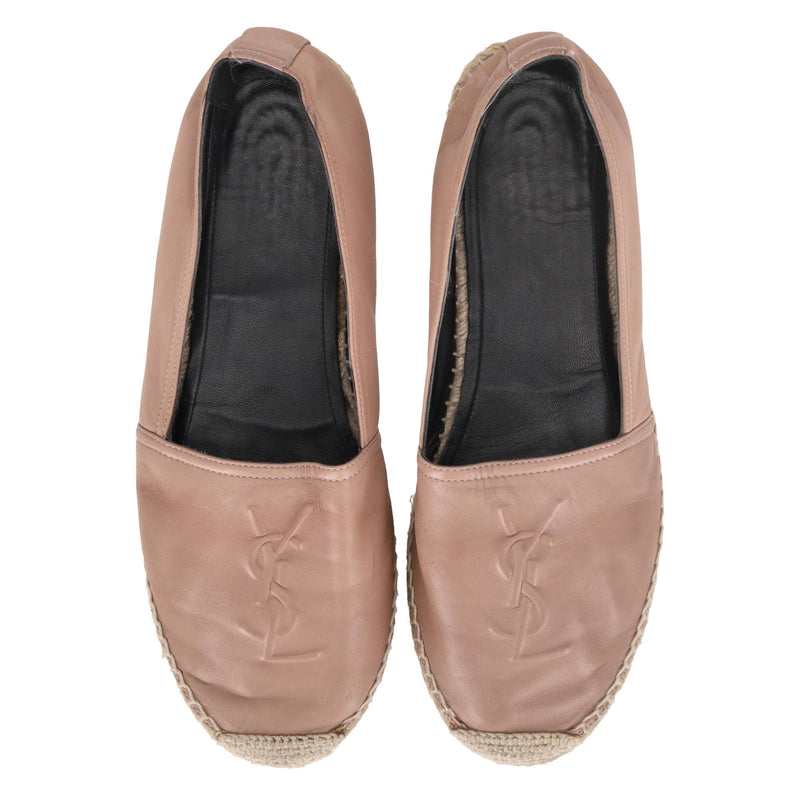 Saint Laurent Logo Leather Espadrille Flats. Size 39