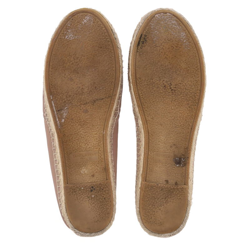 Saint Laurent Logo Leather Espadrille Flats. Size 39