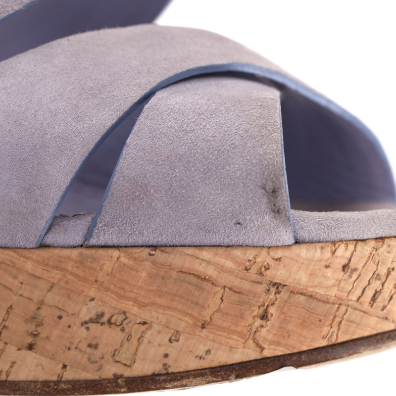 Saint Laurent Suede Strappy Cork Wedge Sandals. Size 36.5