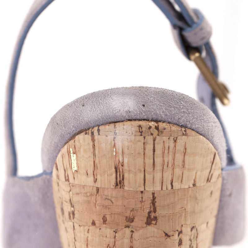 Saint Laurent Suede Strappy Cork Wedge Sandals. Size 36.5