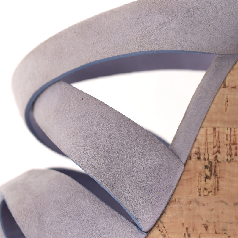 Saint Laurent Suede Strappy Cork Wedge Sandals. Size 36.5