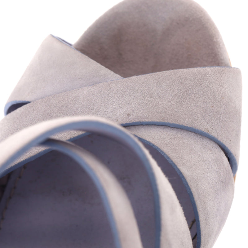 Saint Laurent Suede Strappy Cork Wedge Sandals. Size 36.5