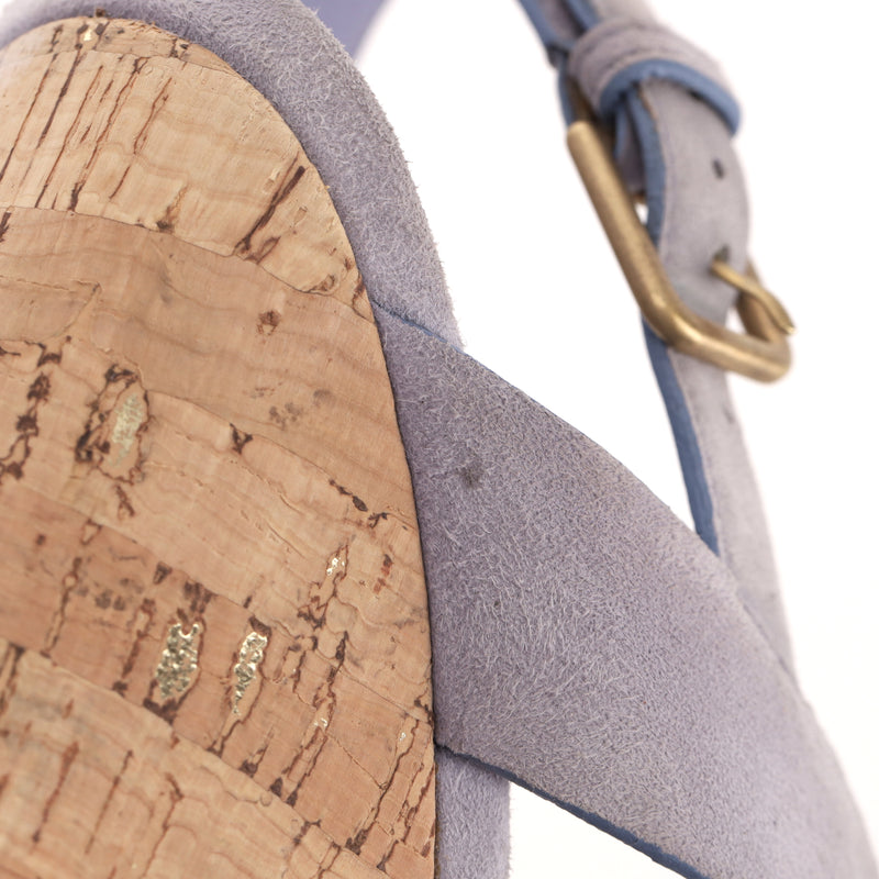 Saint Laurent Suede Strappy Cork Wedge Sandals. Size 36.5