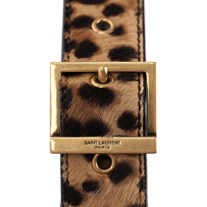 Saint Laurent 'Le 5 to 7' Leopard Pony Hair Shoulder Bag With A Leather Pouch