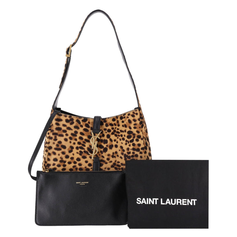 Saint Laurent 'Le 5 to 7' Leopard Pony Hair Shoulder Bag With A Leather Pouch
