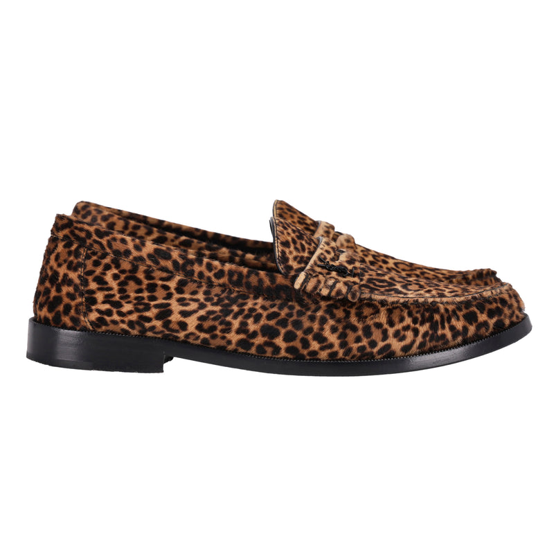 Saint Laurent Leopard Print Pony Hair Le Loafers. Size 40.5