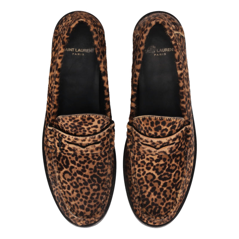 Saint Laurent Leopard Print Pony Hair Le Loafers. Size 40.5
