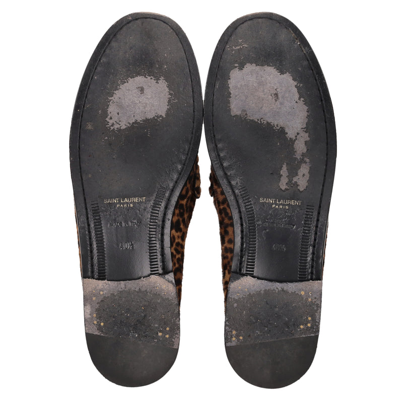 Saint Laurent Leopard Print Pony Hair Le Loafers. Size 40.5