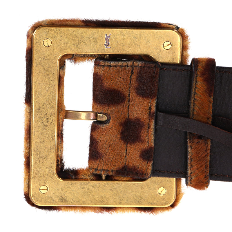 Saint Laurent Pony Hair Leopard Print Belt