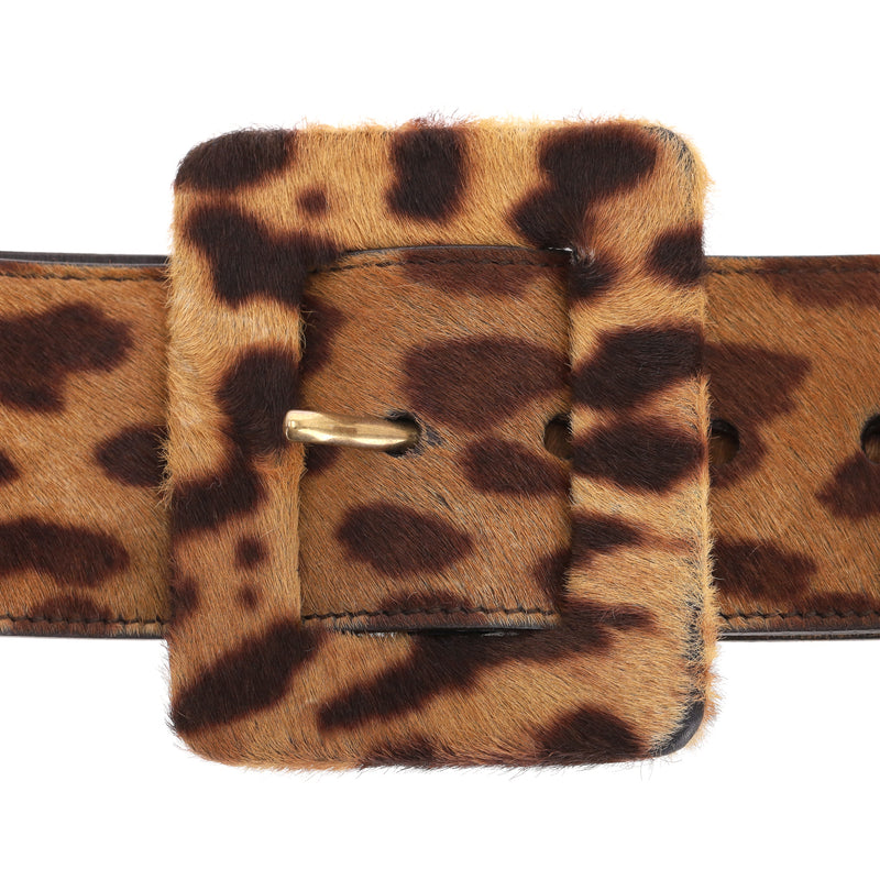 Saint Laurent Pony Hair Leopard Print Belt
