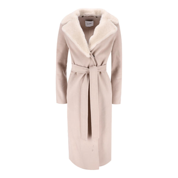 Yves Salomon Wool & Cashmere Coat With Lamb Shearling Collar. Size 36FR