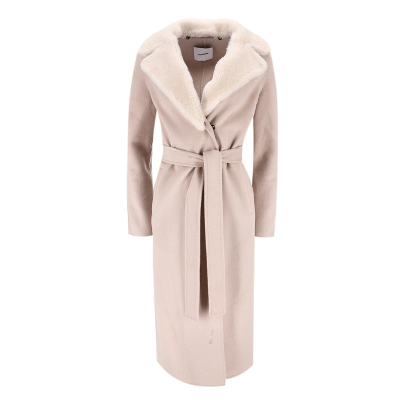 Yves Salomon Wool & Cashmere Coat With Lamb Shearling Collar. Size 36FR